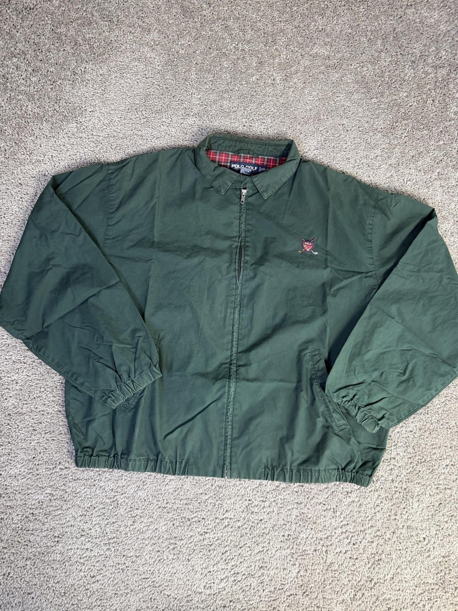 Polo Golf Ralph Lauren Jacket Mens 2xl Green Windbreaker Full Zip Collar Vtg